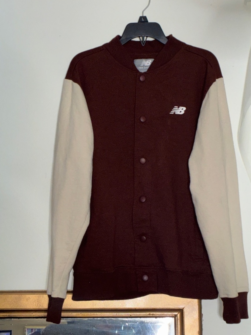Boys New Balance Brown Cream Varsity Bomber Jacket XL